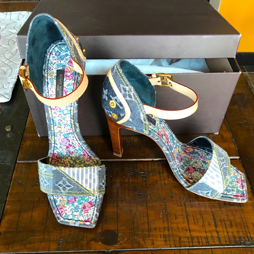 Louis Vuitton Patchwork Denim High Heel Shoes